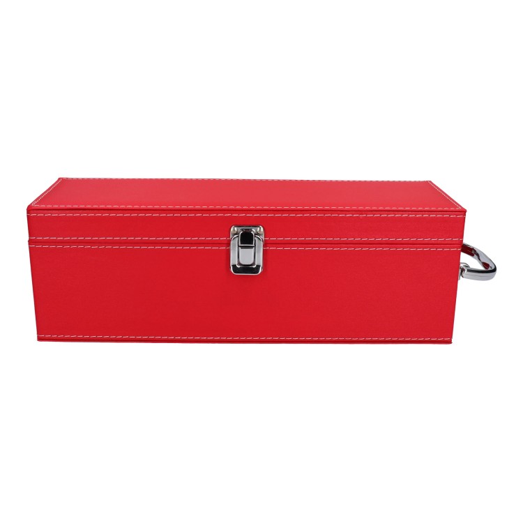 Skrzynka na 1 butelkę wina z akcesoriami - czerwona skóra 3.jpg