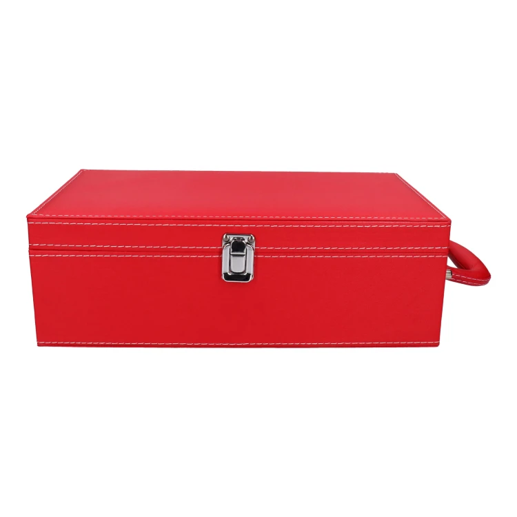 Skrzynka na 2 butelki wina z akcesoriami - czerwona skóra 3.jpg