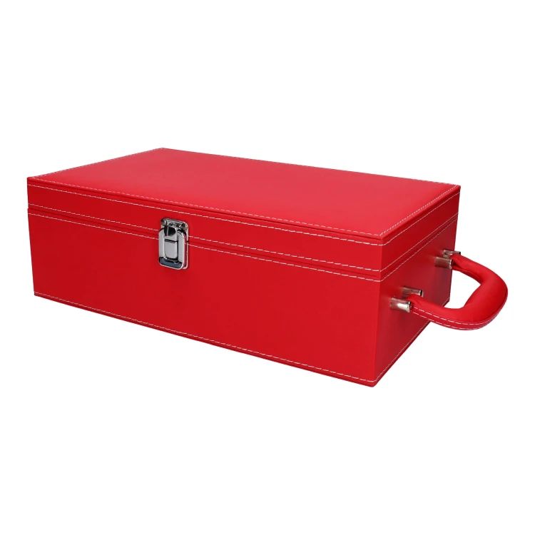 Skrzynka na 2 butelki wina z akcesoriami - czerwona skóra 1.jpg