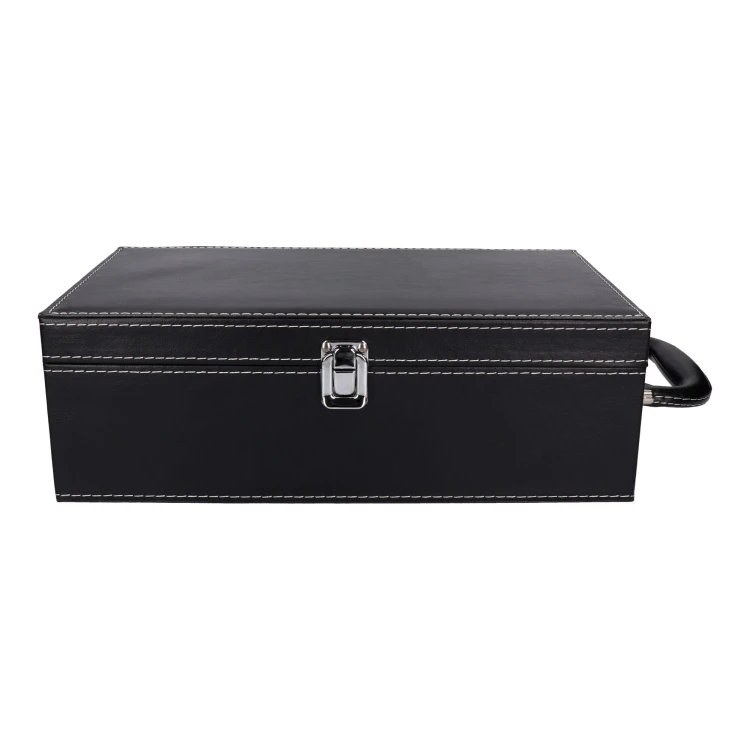 Skrzynka na 2 butelki wina z akcesoriami - czarna skóra 3.jpg