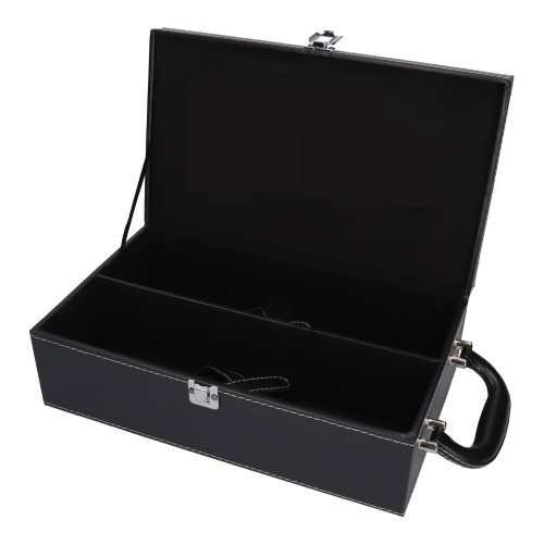 Skrzynka na 2 butelki wina bez akcesoriów - czarna skóra 3.jpg