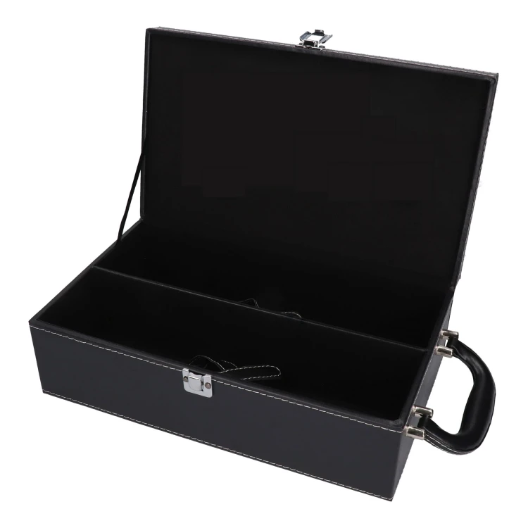 Skrzynka na 2 butelki wina bez akcesoriów - czarna skóra 3.jpg