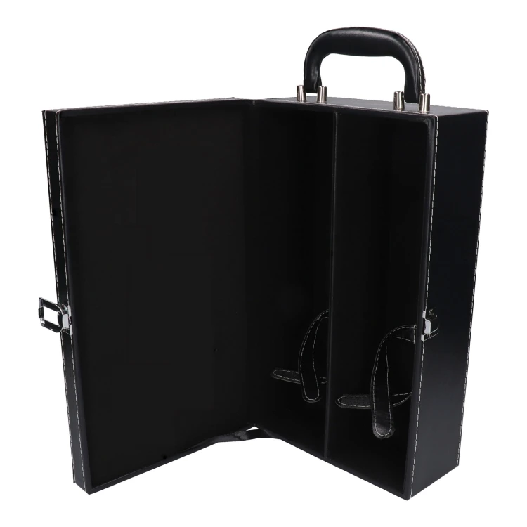 Skrzynka na 2 butelki wina bez akcesoriów - czarna skóra 2.jpg