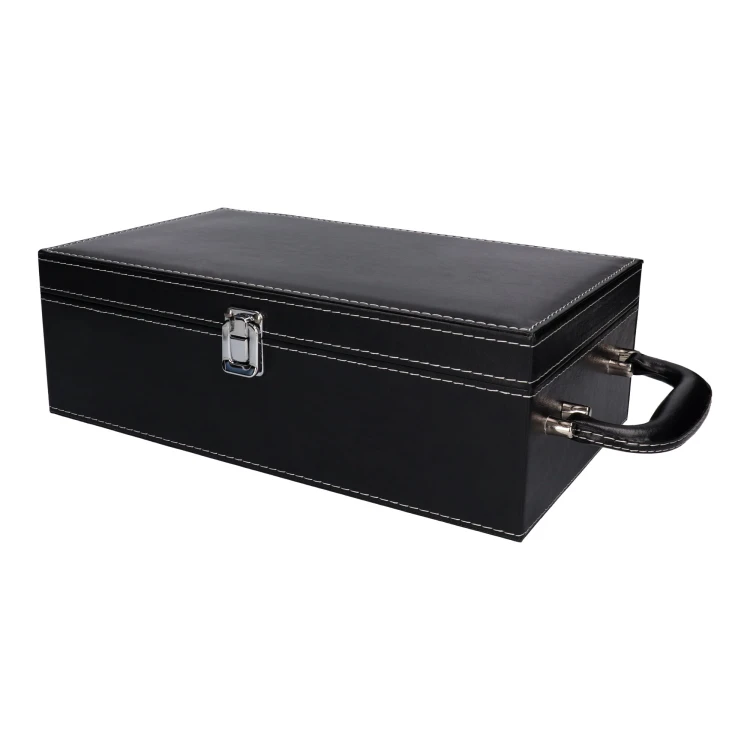 Skrzynka na 2 butelki wina z akcesoriami - czarna skóra 1.jpg